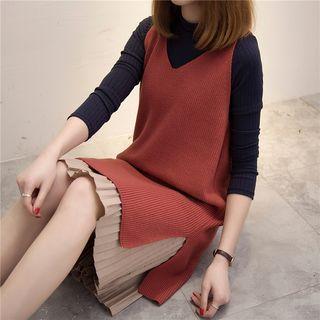 Set: Pleated Hem Dress + Knit Tank Dress