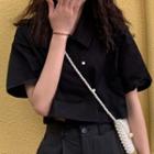Cropped Short-sleeve Shirt Black - One Size