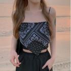 Paisley Print Cropped Camisole Top Print - Black & White - One Size