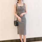 Sleeveless Lace-up Midi Knit Dress