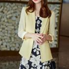 3/4-sleeve Blazer / Spaghetti Strap Floral Print Midi A-line Dress