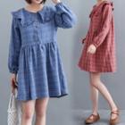 Collared Plaid Mini A-line Dress