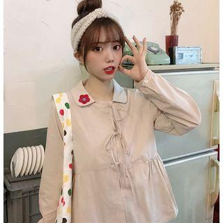 Bow Embroidered Long-sleeve Top