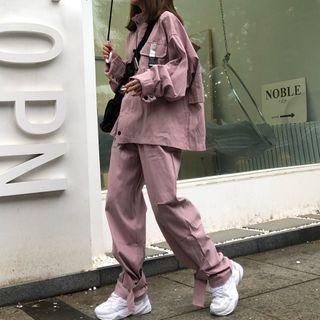 Straight-leg Pants / Lettering Jacket / Crossbody Bag