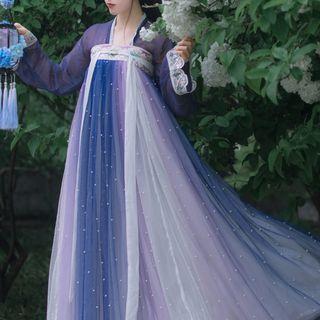 Chinese Style Long-sleeve Top / Maxi Skirt / Set