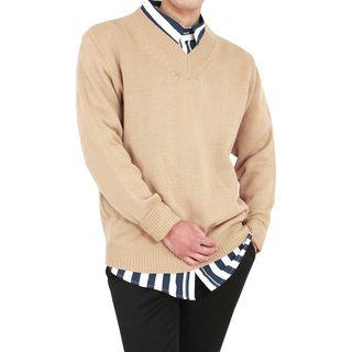 Plus Size V-neck Knit Top