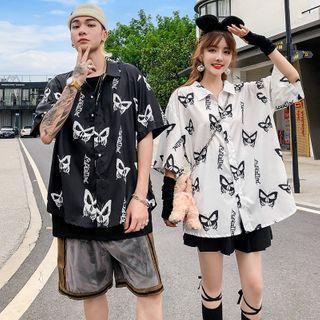 Couple Matching Butterfly Print Short-sleeve Shirt