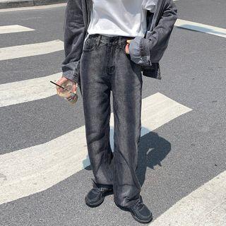 High-waist Gradient Straight-cut Jeans
