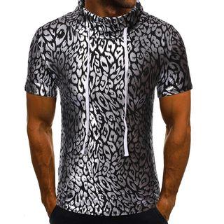 Short-sleeve Leopard Print Hoodie