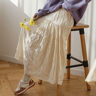 Shirred Long Crinkled Skirt
