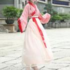 Set: Long-sleeve Hanfu Top + Midi Skirt