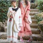 Embroidered Fringed Hem Knit Coat