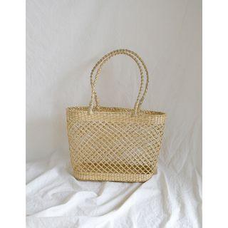 Openwork Rattan Tote