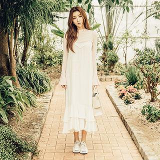Spaghetti-strap Ruffle-hem Maxi Dress