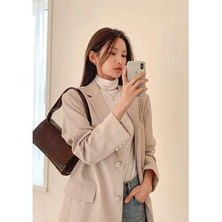 Single-breasted Basic Blazer Beige - One Size