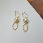 Faux Pearl Geometric Dangle Earring 1 Pair - Gold - One Size
