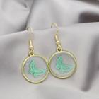 Butterfly Resin Dangle Earring 1 Pair - E2851-1 - Gold & Green - One Size