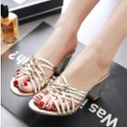Strappy Shimmer Low-heel Slide Sandals