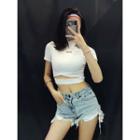 Cross-strap Embroidered Crop T-shirt