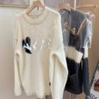 Contrast Stitching Heart Sweater