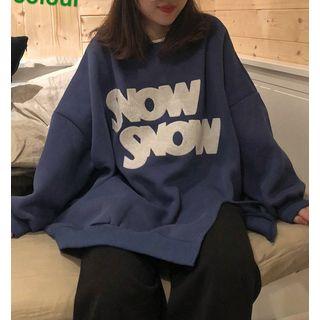 Slit-side Letter Print Pullover