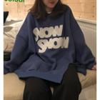 Slit-side Letter Print Pullover