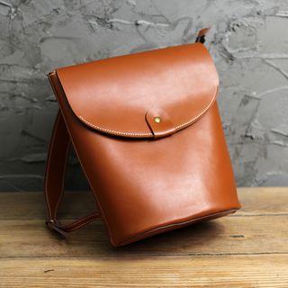 Genuine Leather Flap Backpack
