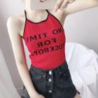 Spaghetti Strap Letter Knit Top