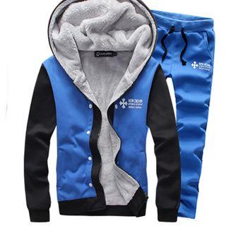 Set: Print Color-block Hoodie + Sweatpants