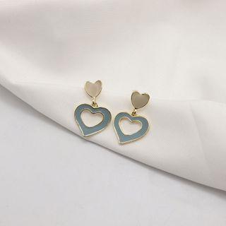 Heart Drop Earring 1 Pair - 925 Silver - Stud Earring - One Size