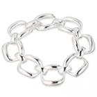 Chunky Chain Alloy Bracelet Sl0694 - 1pc - Silver - One Size