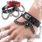 Lock Chained Faux Leather Bracelet