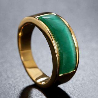 Stainless Steel Cat Eye Stone Ring