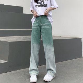 Mid Rise Ombre Wide Leg Jeans