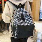 Houndstooth Panel Canvas Backpack