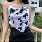 Halter-neck Cow Print Cropped Camisole Top