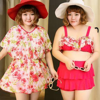 Set: Printed Swim Top + Skirt + Dress