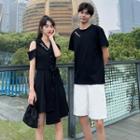 Couple Matching Cutout Mini A-line Dress / T-shirt / Shorts / Set