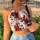 Spaghetti Strap Tie Dye Print Crop Camisole Top