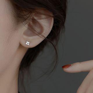 Flower Stud Earring 1 Pair - Earrings - Clover - Silver - One Size