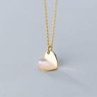925 Sterling Silver Shell Heart Pendant Necklace S925 Silver - Necklace - Gold - One Size