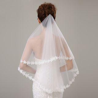 Floral Lace Trim Wedding Veil