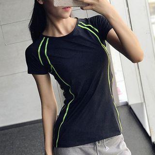 Contrast Trim Sports Short-sleeve T-shirt