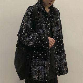 Long-sleeve Paisley Print Shirt Black - One Size