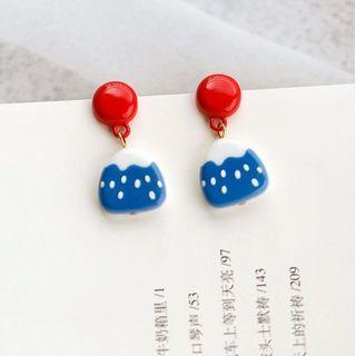 Mt Fuji Acrylic Earring 1 Pair - Red & Blue - One Size