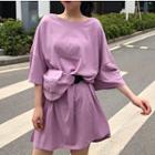 Set: 3/4-sleeve T-shirt Dress + Waist Bag