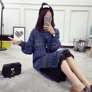 Slit-side Melange Sweater Dress