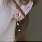 Moon Rhinestone Sterling Silver Asymmetrical Fringed Earring 1 Pair - Gold - One Size