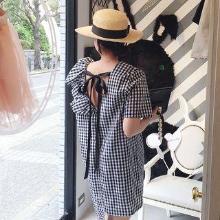 Frilled-trim Gingham Dress