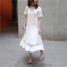 Mesh-hem T-shirt Dress